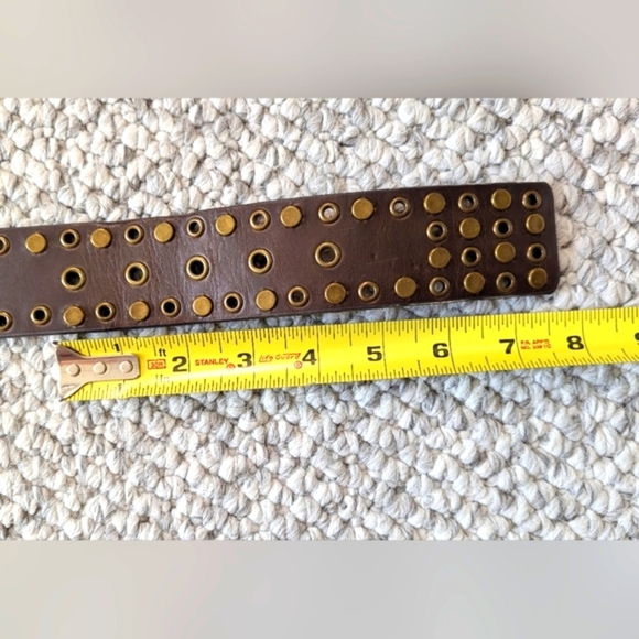 Unisex Bronze Studded Brown Belt - Picture 7 of 10